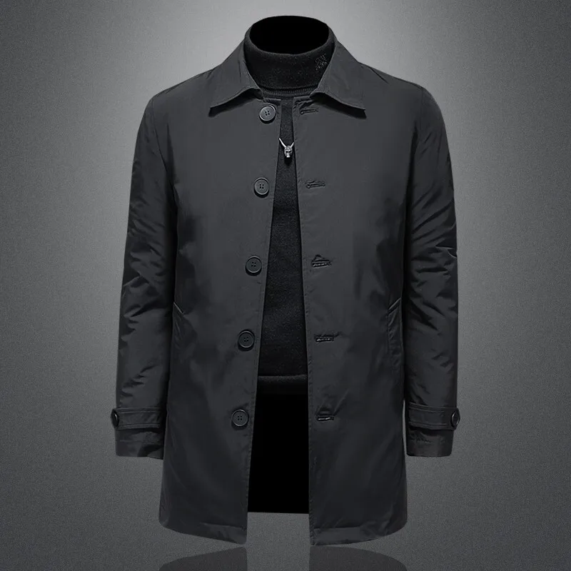 

Мужская зимняя куртка средней длины с воротником, утепленная, модная, деловая, повседневная, городская, из полиэфирного волокна