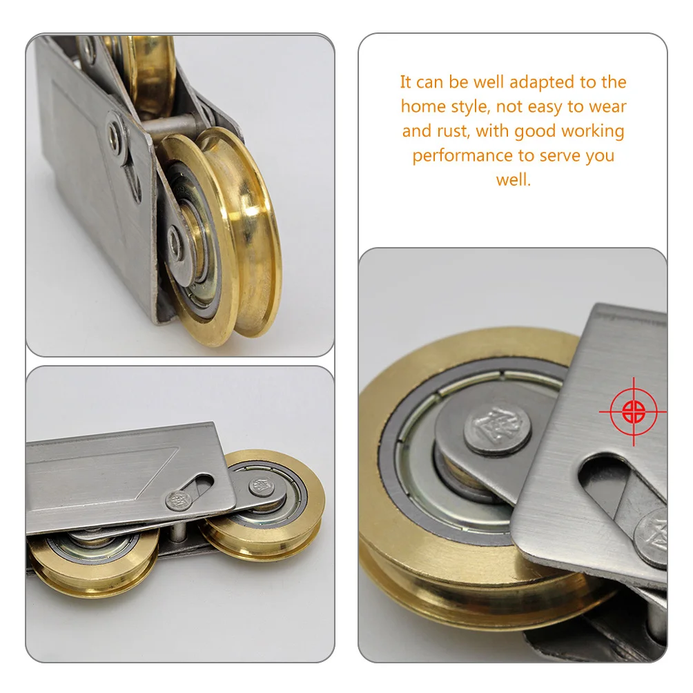 

73-Type Double Copper Wheel Sliding Door Pulley Replacement Tandem Metal Roller For Single Doors Smooth Silent Window Bearing