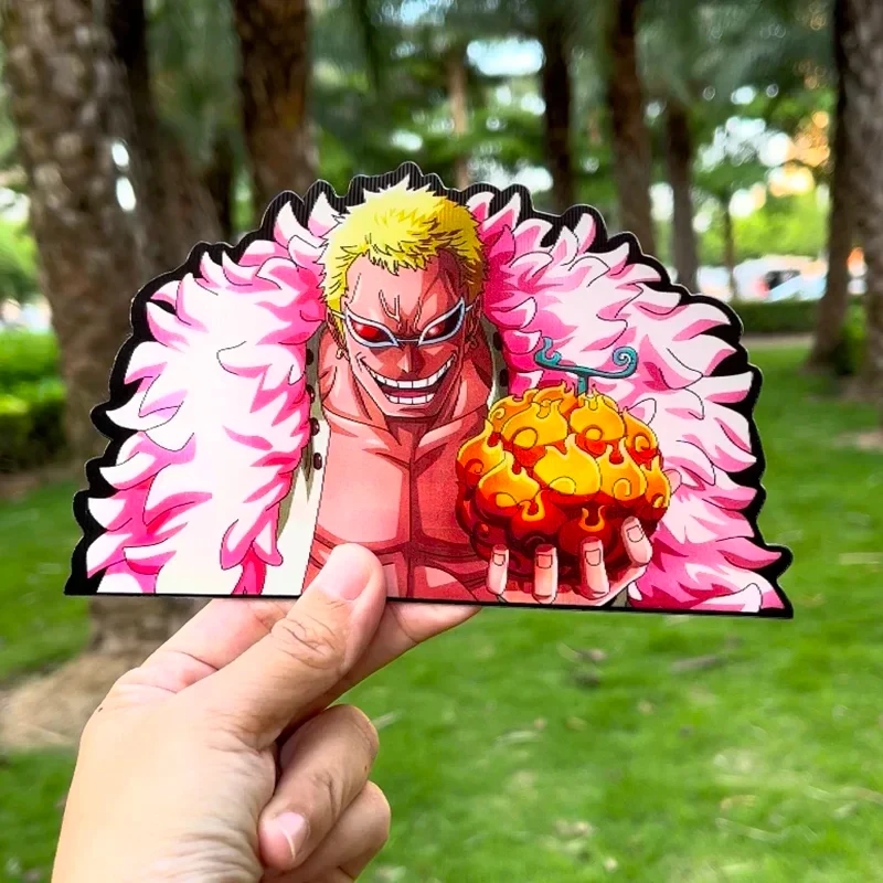 Anime One Piece Donquixote Doflamin 3D Moving Motion Cartoon Lenticular Stickers Waterproof For Cars Laptop Tablet Computer Deco