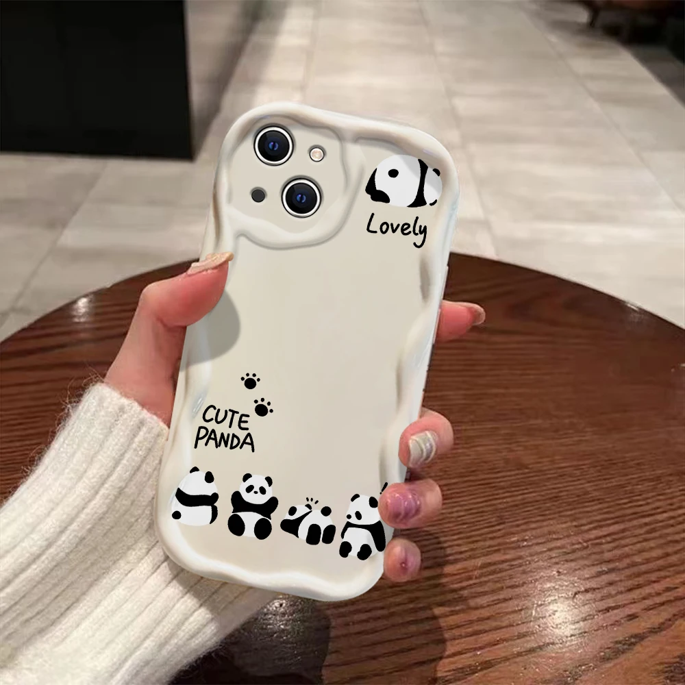 Capa Traseira de Silicone Macio do Panda Chinês, Capa de Telefone 3D Wave, Desenhos Raros, Samsung Galaxy S24 S23 S21 S20 FE Plus Ultra, 4G 5G