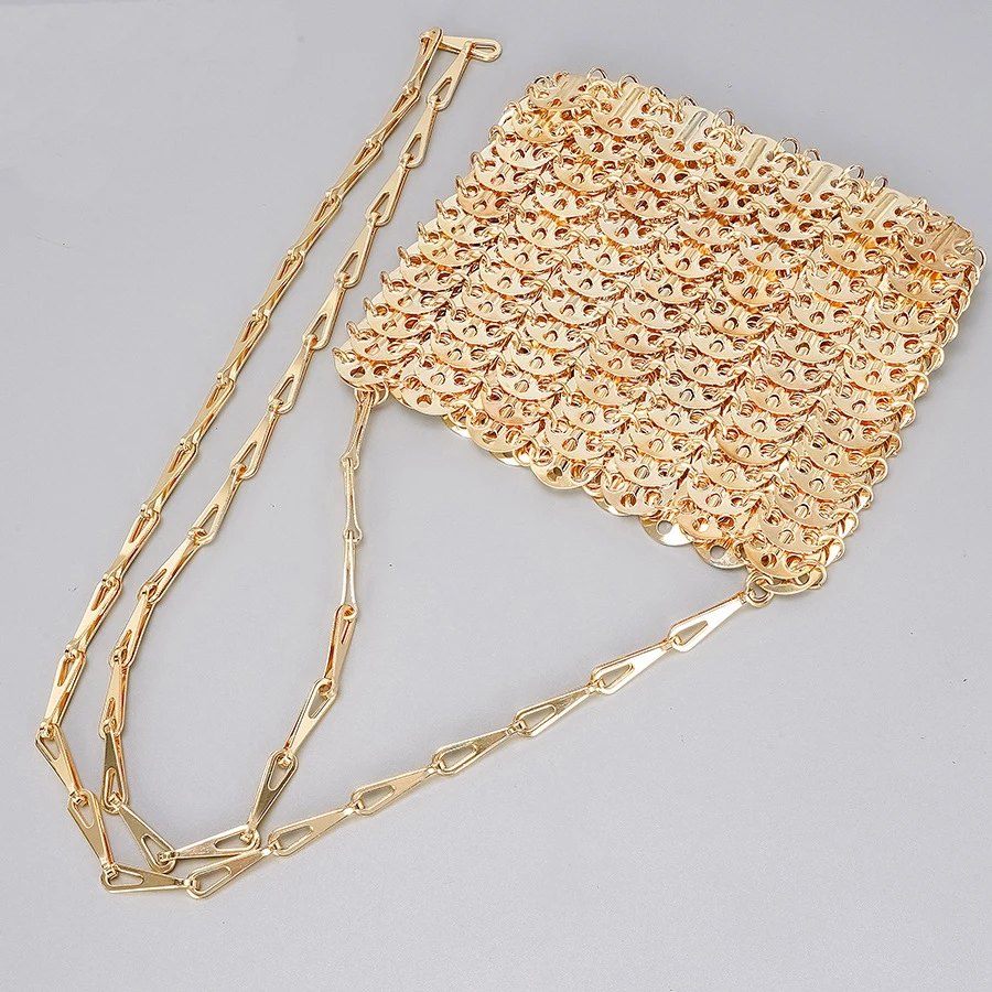 Metal Shiny Beaded Shoulder Bags Luxury Designer Handbags For Women Purse 2023 New Fashion Chain Crossbody Sequins Evening Bag