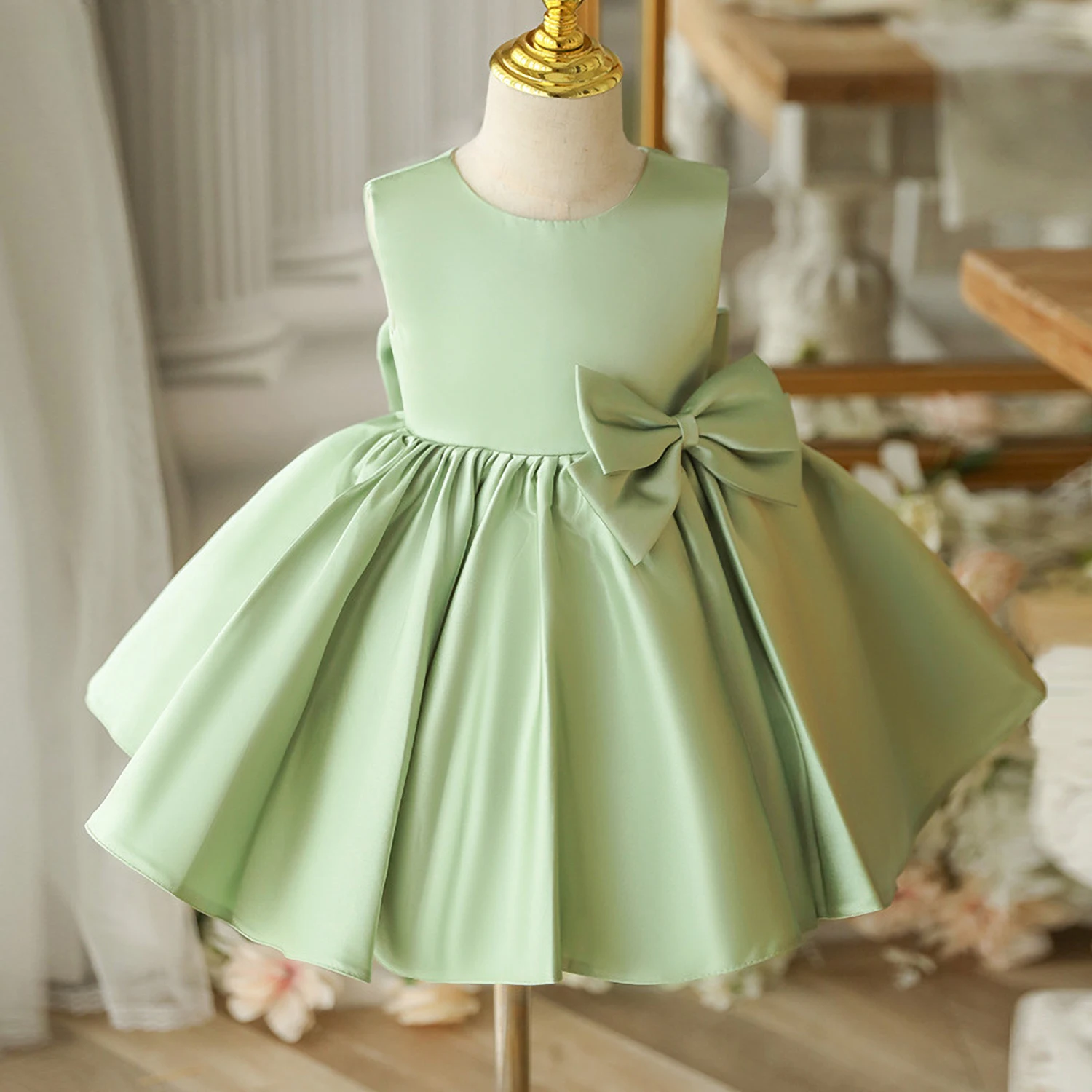 Flower Girl Dresses for Wedding Kids Backless Tulle Tutu  Princess Prom Party Clothes Baby 1st Birthday Baptism White Dress image 2