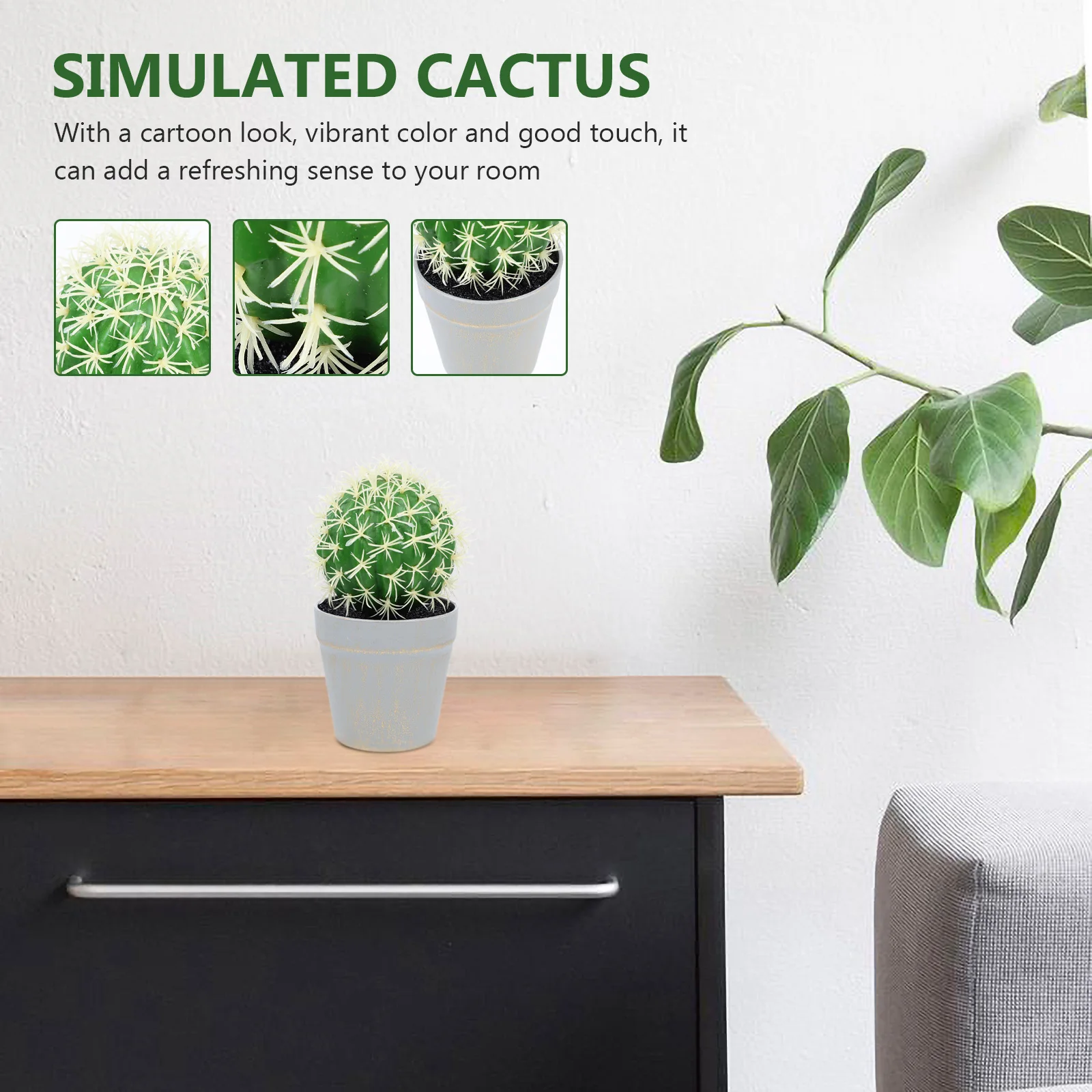 

Artificial Fake Cactus Decor Mini Plant Potting Potted Plant Mini Fake Cactus Decor for Home Office DeskFoam Plastic