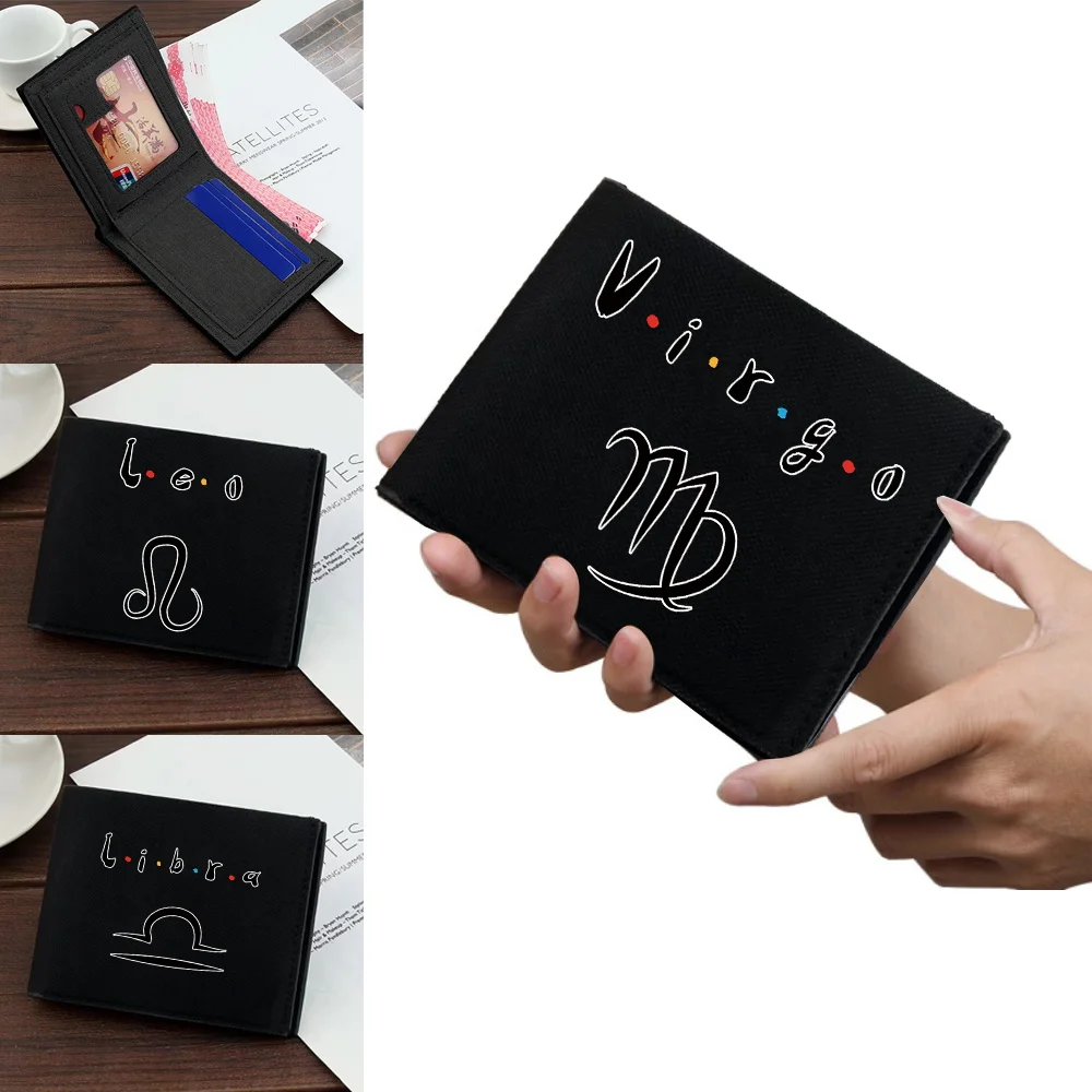 Casual Wallet Men's Purse Coin Pouch Id Card Holder Short Canvas Card Holder Wallet Foldable High-quality Constellation Series