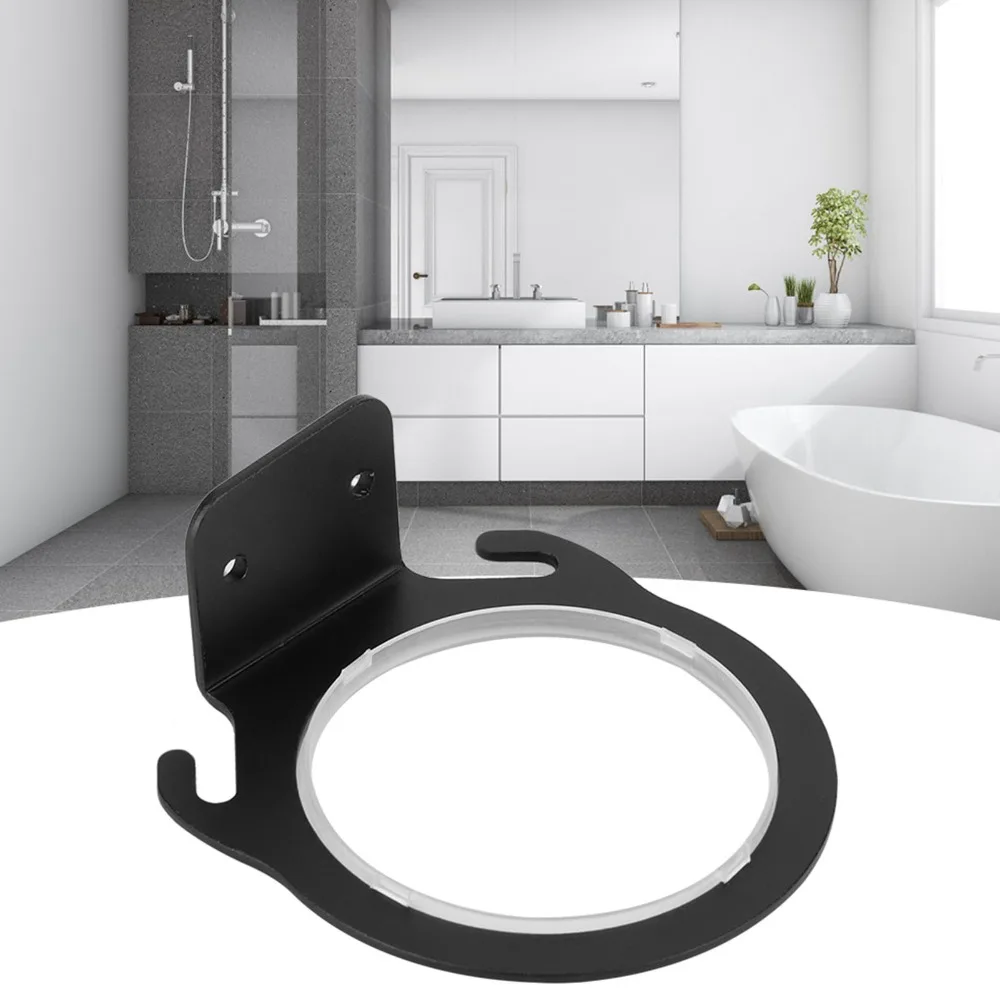 Space Aluminum Hair Dryer Holder Wall Mounted Black Hair Dryer Rack Easy to Install Non Rusting Hair Dryer Hanger