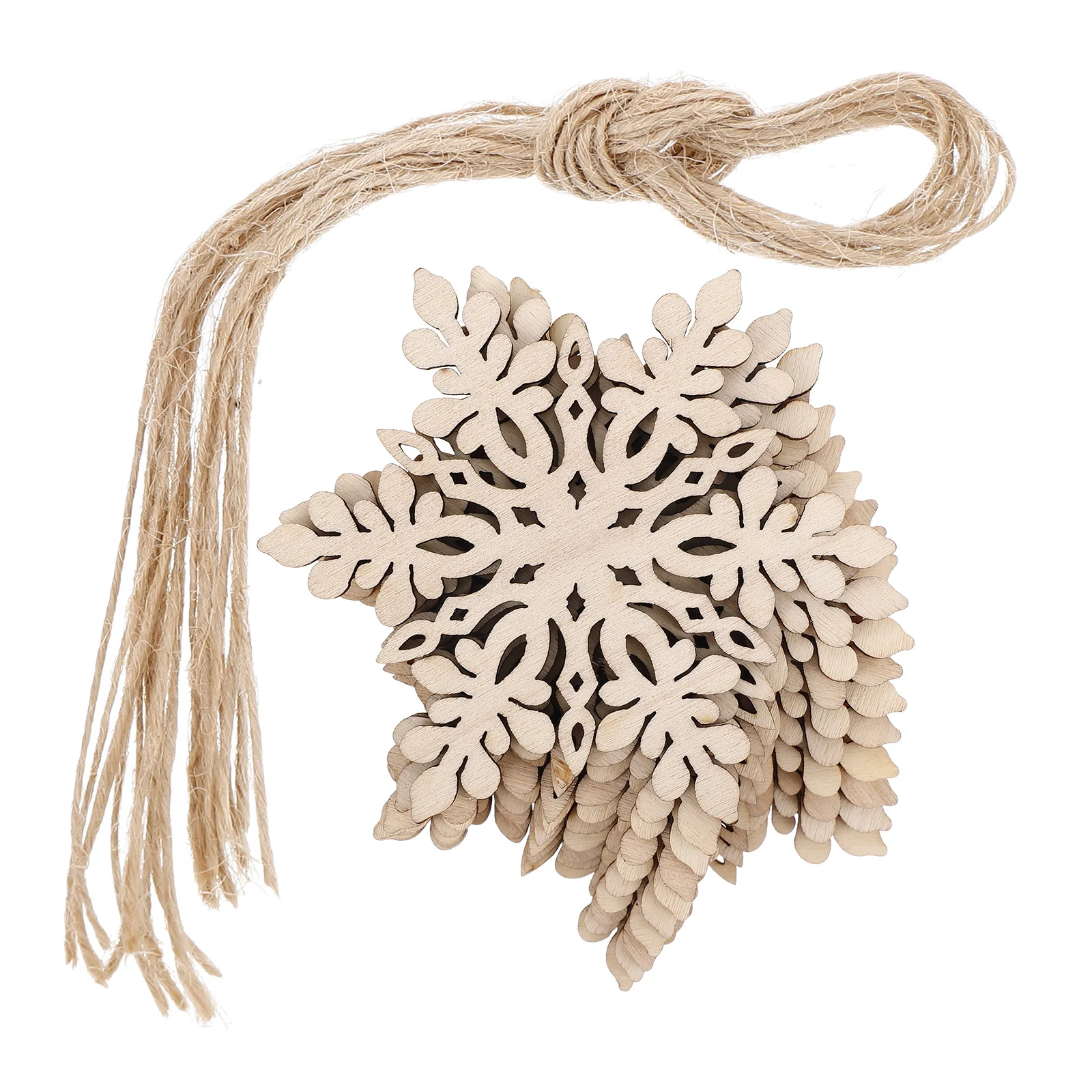 

10pcs Wooden Craft Ornaments Hexagon Snowflakes 80Mm Natural Wood Christmas Hanging Decor For Diy Art Projects Home Decoration
