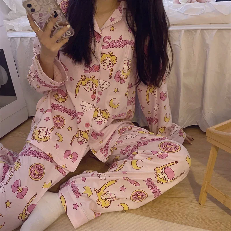 

Anime Sailor Moon Long Sleeves Pajamas Kawaii Tsukino Usagi Cosplay Pajamas Figure Night Wear Cartoon Sleep Wear Kids Xmas Gift