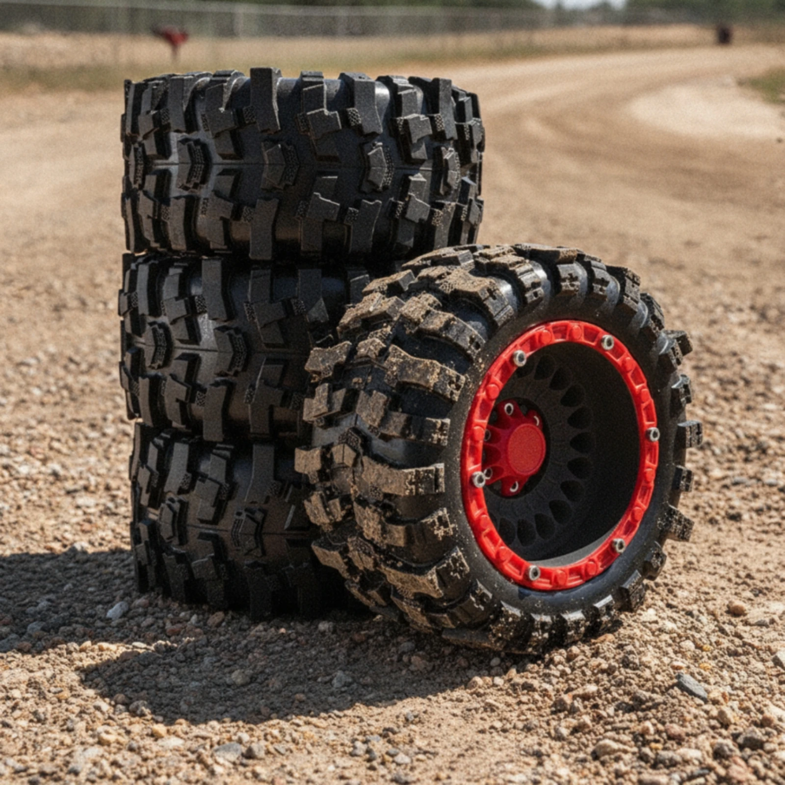 RC Crawler Tire with Beadlock Wheel Rugged RC Tire and Wheel Assembly Hardware Portable Lightweight for Scale Builds