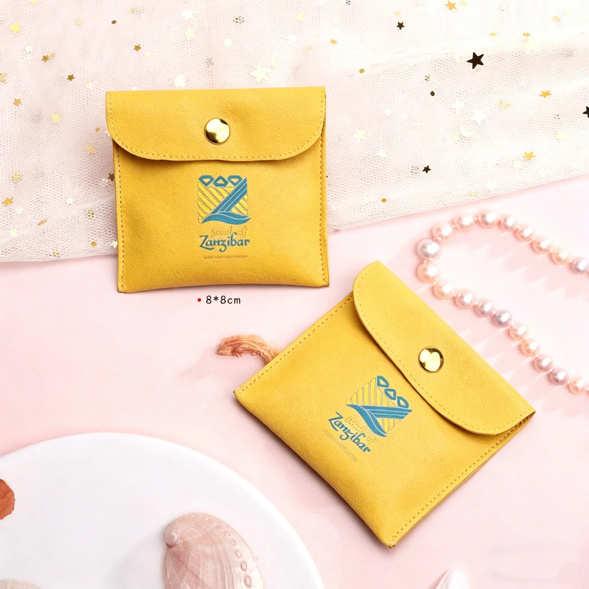 

SheepSew 50pcs Custom Logo Microfiber Jewelry Pouch Envelope Bags Set Packaging for Ring Earring Bracelet Necklace Luxury Exquis