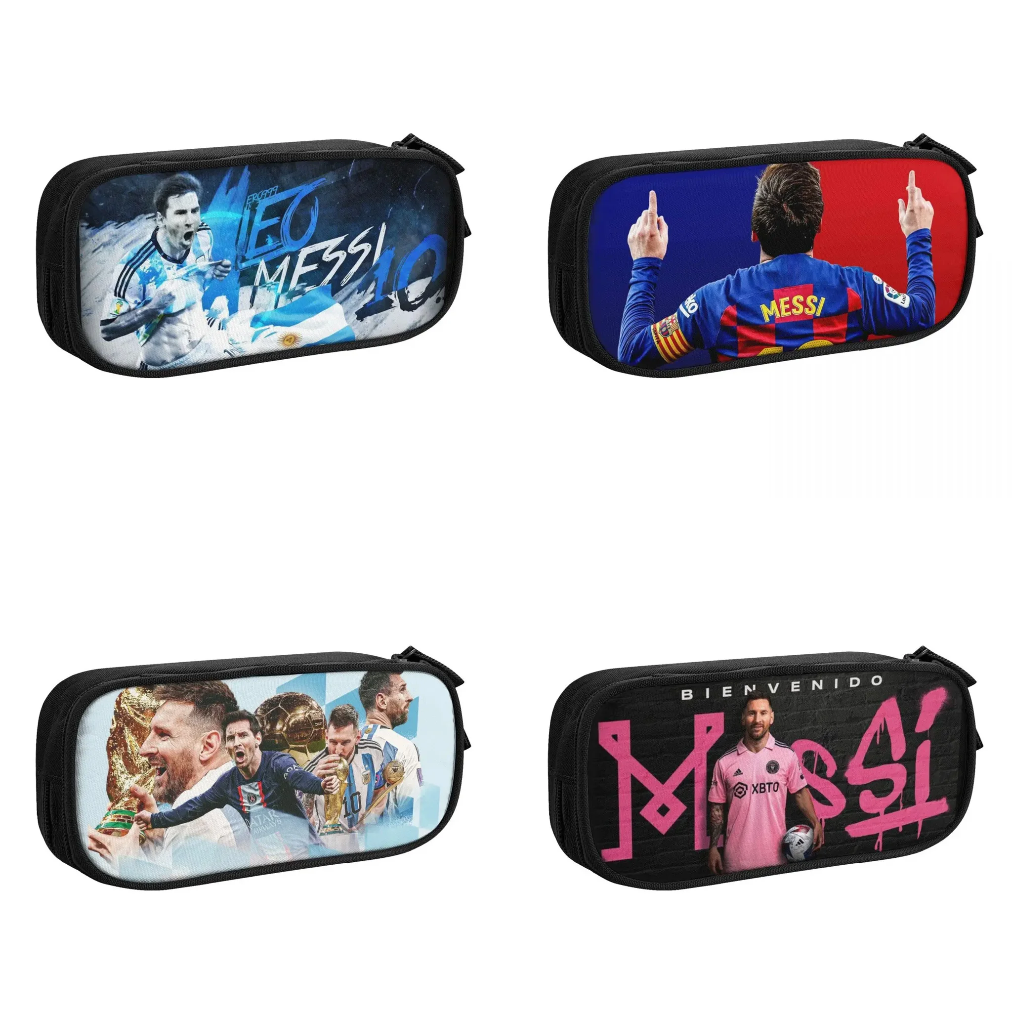 Football Player 10 Messi Soccer Big Capacity Pencil Pen Case Office College School Large Storage Bag Pouch Holder Box Organizer