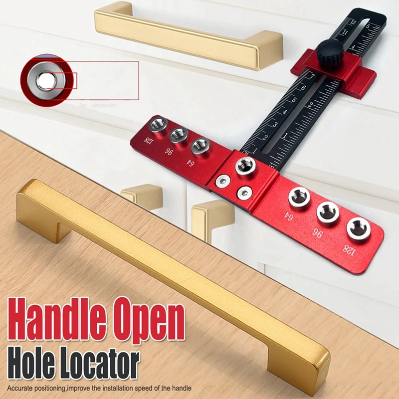 Punch Locator Aluminum Alloy Drawer Cabinet Door Handle Installation Auxiliary Tool, Woodworking Hole Locator