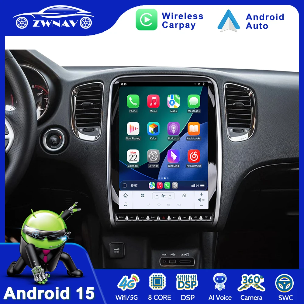 14.5 inch Car Radio For Dodge Durango 2014-2020 Carplay Android Multimedia Stereo Player GPS Navigation IPS Screen DSP Head Unit