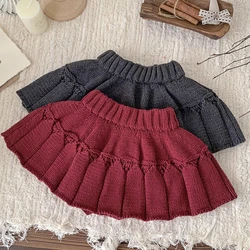 2024 New Autumn Korean Style Children Clothing 0-4Yrs Baby Girls Knitted Shorts Toddler Baby Girls Solid Color Knitting Shorts