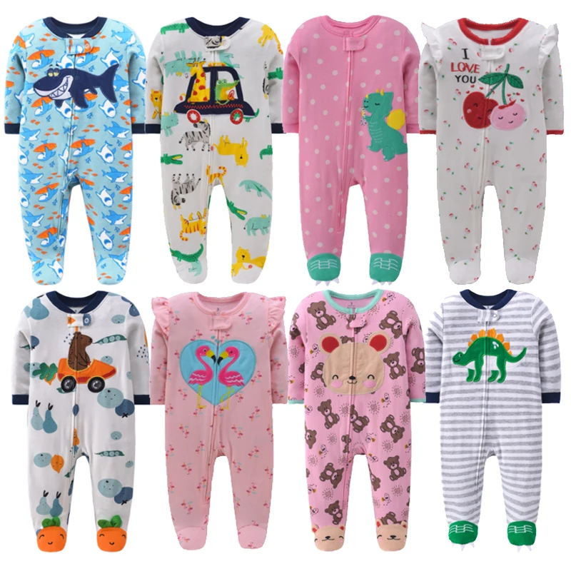 3-12M Newborn Baby Jumpsuit Long-sleeved Cotton Thin Newborn Baby Four Seasons Clothes Pajamas Feetcover Toddler Boys Girls