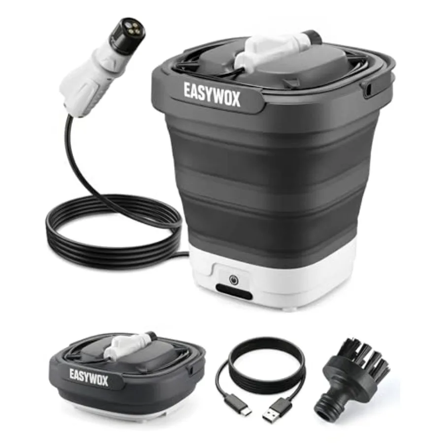 

Portable Electric Pressure Washer with 3.2 Gal Tank 4-in-1 Nozzle Max 290 PSI Foldable Cordless Power Washer Type-C Charging Po