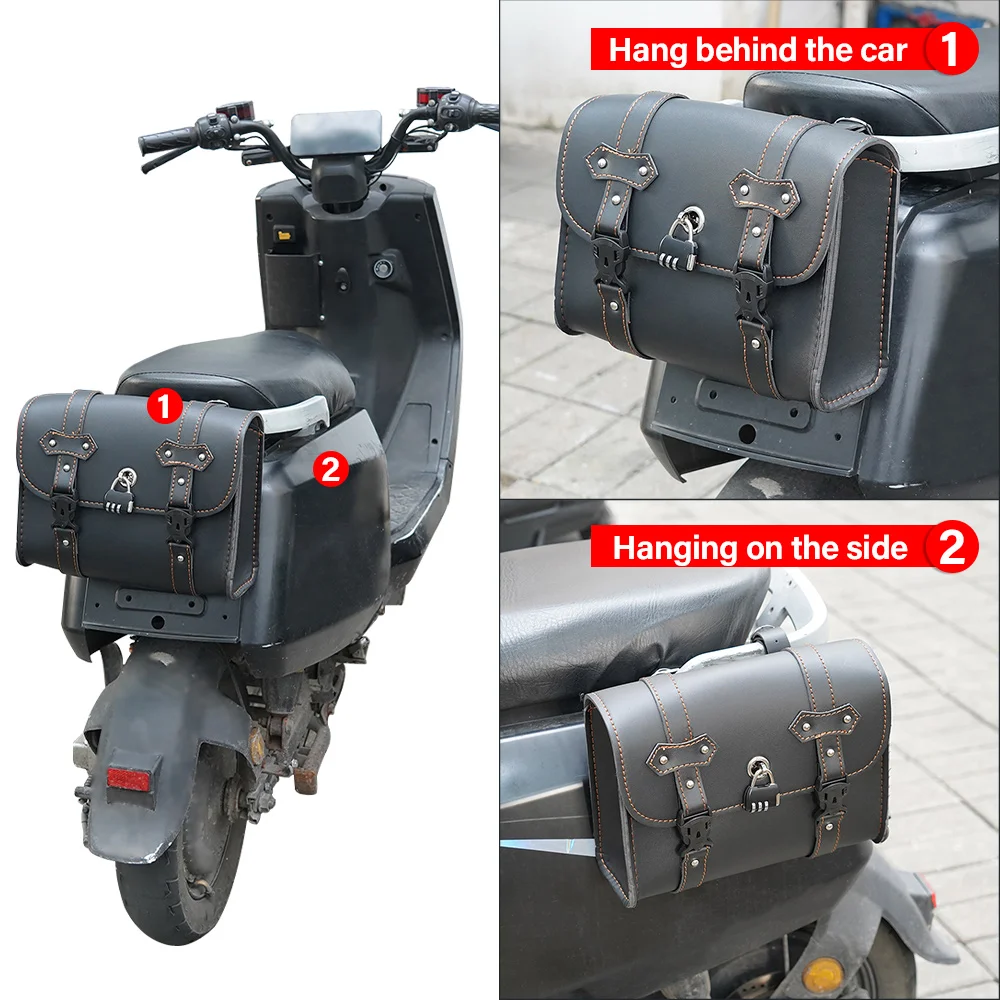 1PC Motorcycle Saddlebag Anti-theft Waterproof  Tool Bag With Password Lock Leather Bag for Harley Sportster XL883 Universal