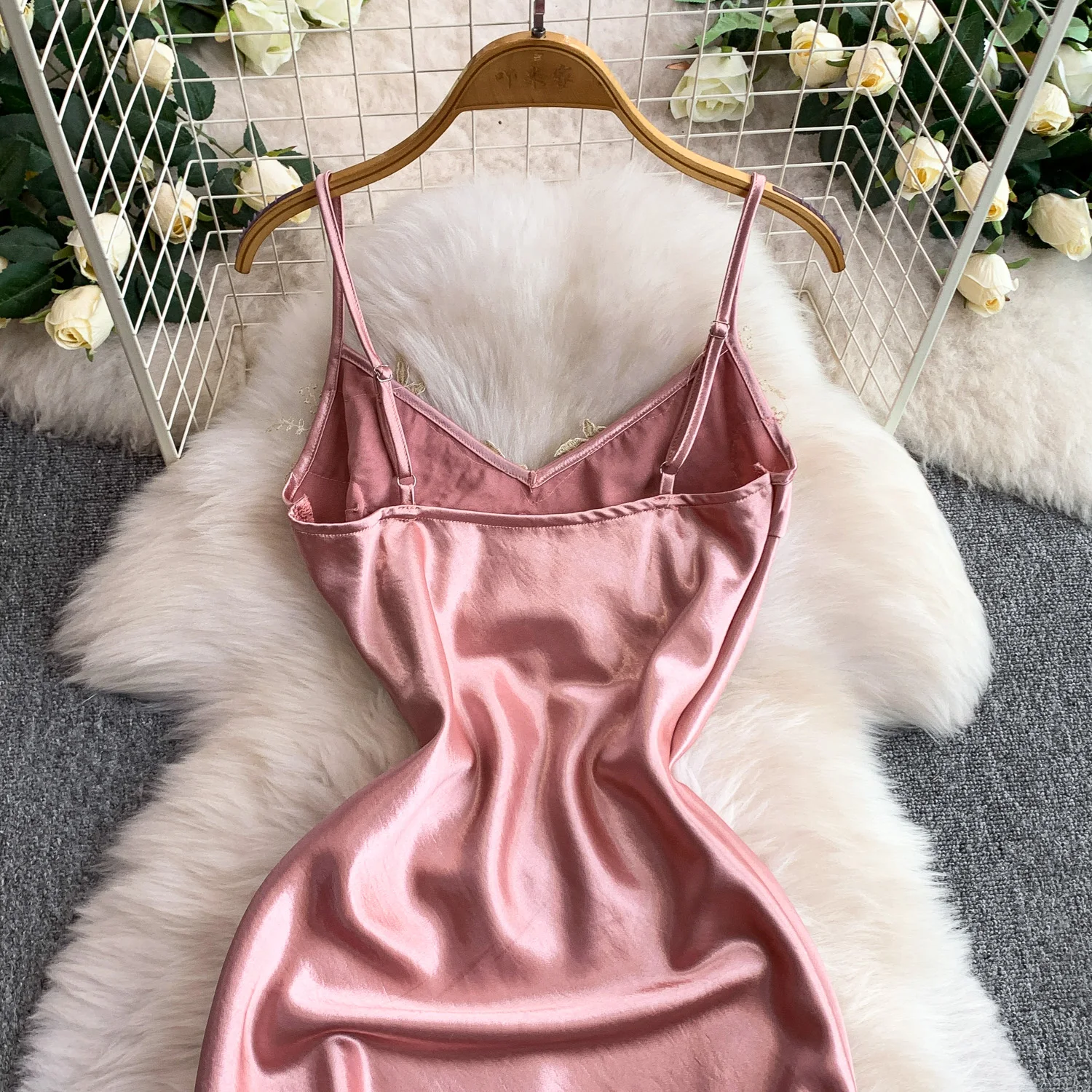 Robe brodée en satin sans manches, chic et élégante, mode coréenne, robes de cérémonie, vêtements pour femmes