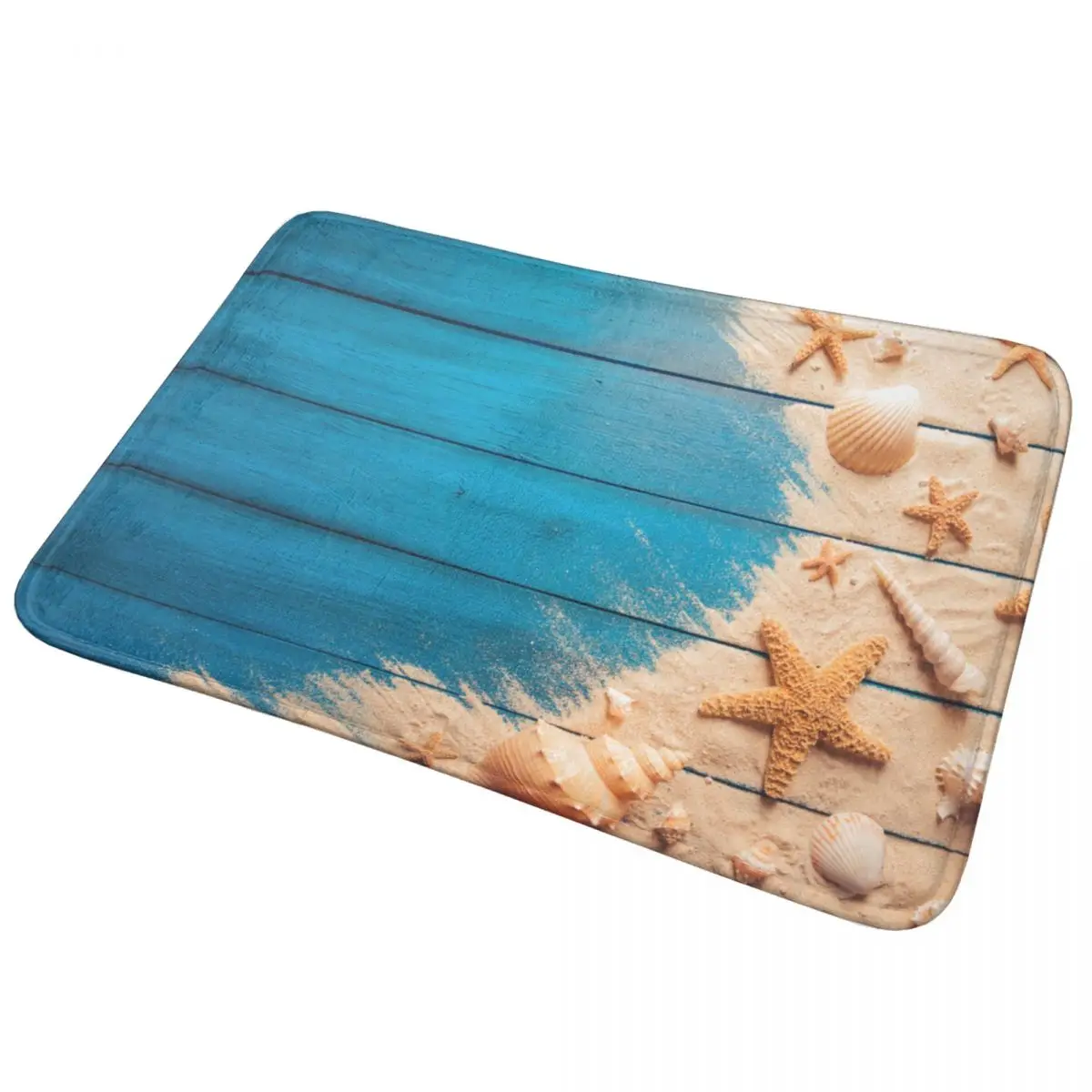 Beach Themed Seashell Quick Dry Bath Mat Super Absorbent Star Fish Sea Shell Decor Bathroom Rugs Non Slip for Shower Kitchen