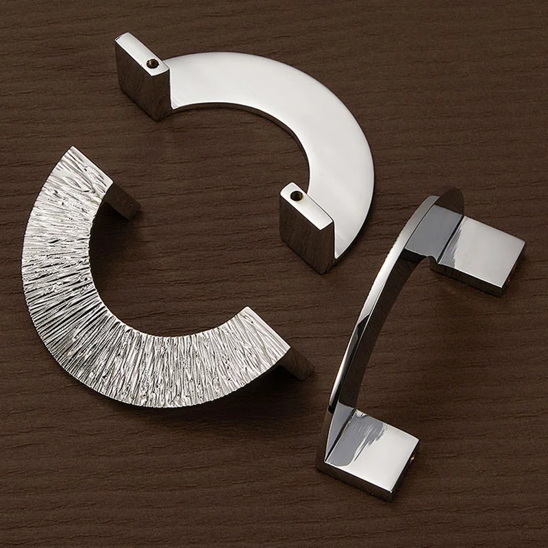 Chrome Hammered Brass Knobs Polished Silver Cabinet Handles Wardrobe Pulls Luxury Round Drawer Door Knob Brass Hardware