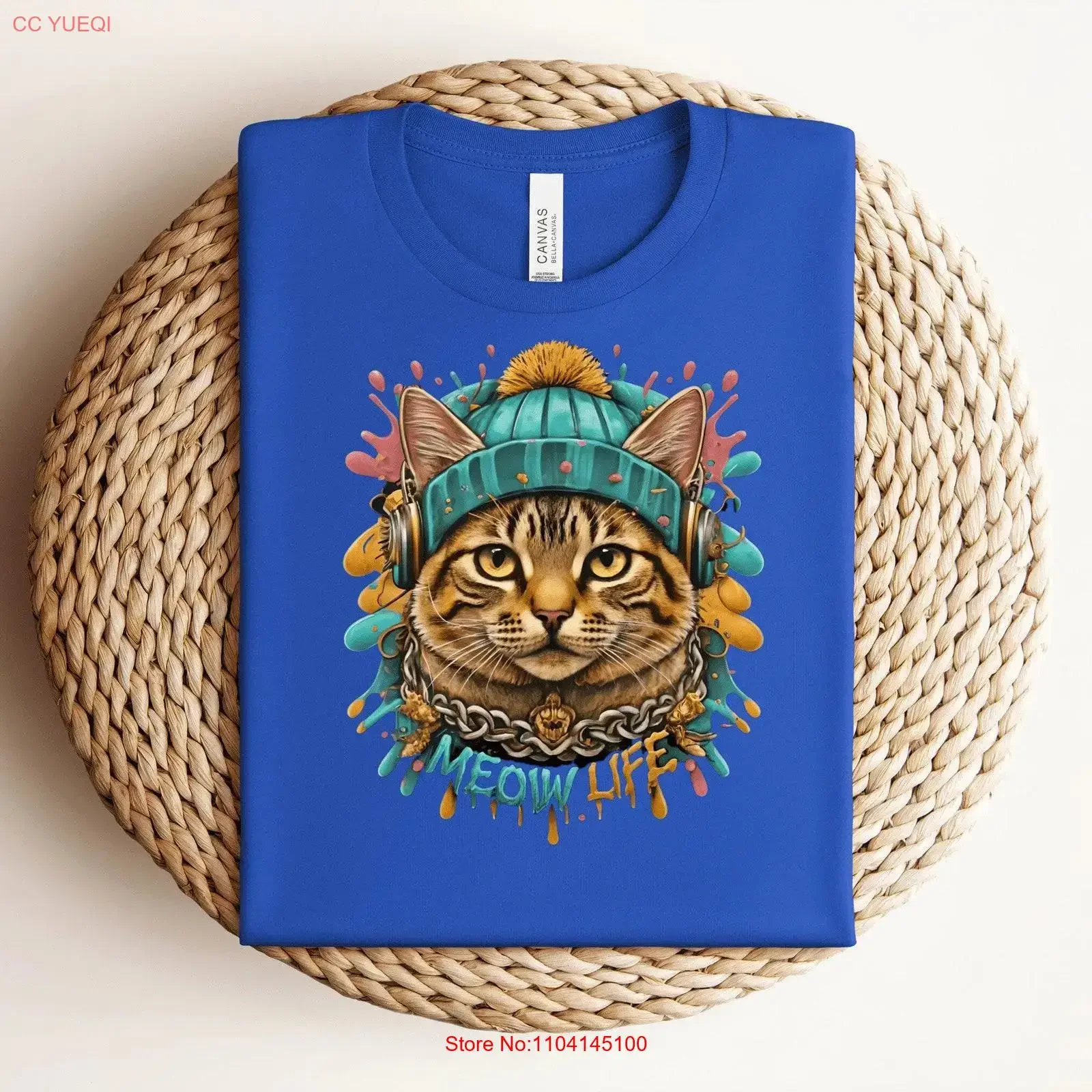

Футболка Funky Cat MEOW LIFE в стиле хип-хоп, красочная, в городском стиле, уникальная, винтажная, с эффектом потертости, универсальная, дышащая, модная, слегка приталенная