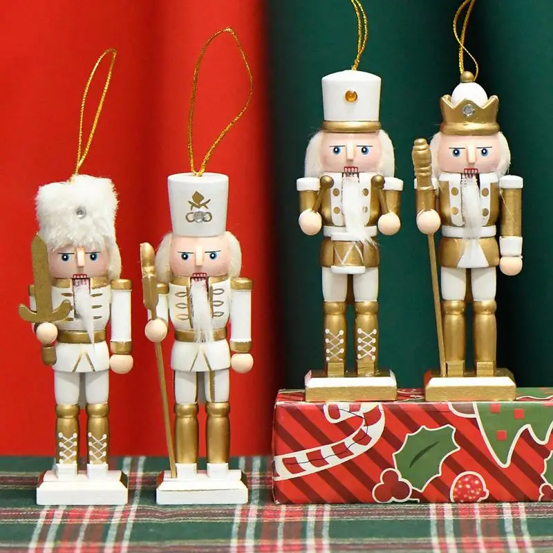 Wood Nutcracker Figurine 5Inch Christmas Soldier Nutcracker Set Of 4 Wooden Figures Holiday Nutcracker Soldier Doll Christmas