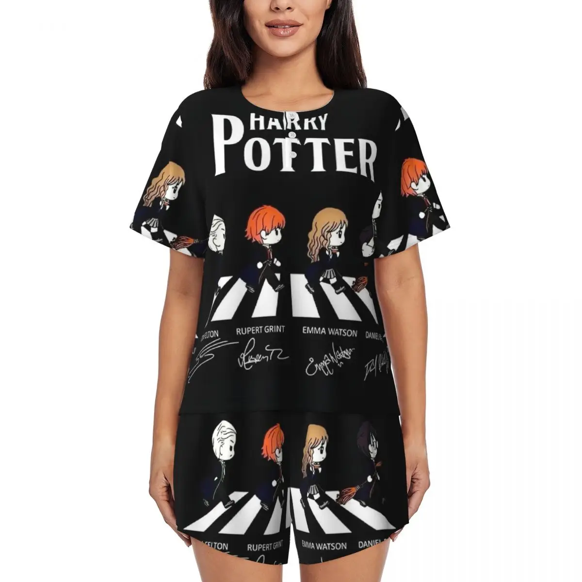 

Женский пижамный комплект Harrys Magic Adventure Movies Potters, комплект из двух предметов с принтом на заказ, одежда для сна с короткими рукавами, домашняя одежда