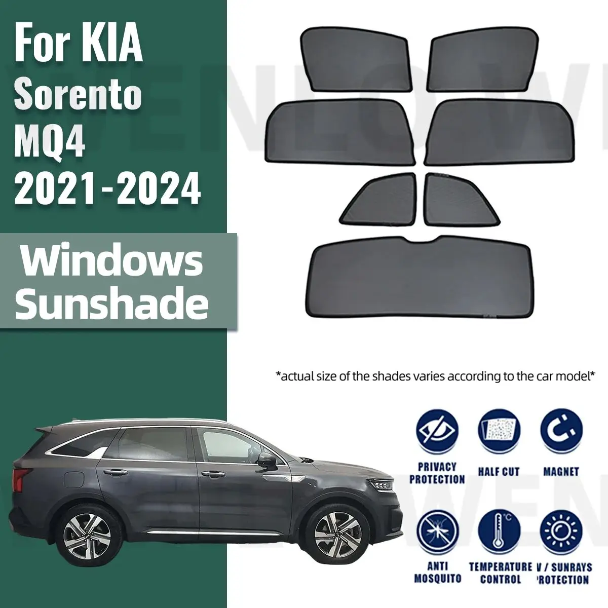 For KIA Sorento MQ4 2021 2022 2023 2024 Magnetic Car Sunshade Shield Front Windshield Curtain Rear Side Window Sun Shade Visor