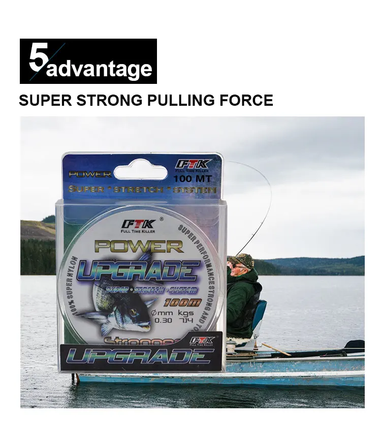 FTK Super Nylon Angelschnur 100M Leistungsstarke und Robuste Schnur 4.136LB-34.32LB für Barsch- und Karpfenangeln Zubehör – Detail 11