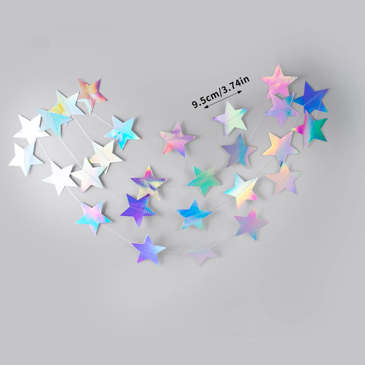 4M Laser Silver Star Garland Banner Iridescent Circle Dot Moon Hanging Ornaments Birthday Wedding Party Home Hanging Decorations — zdjęcie 5