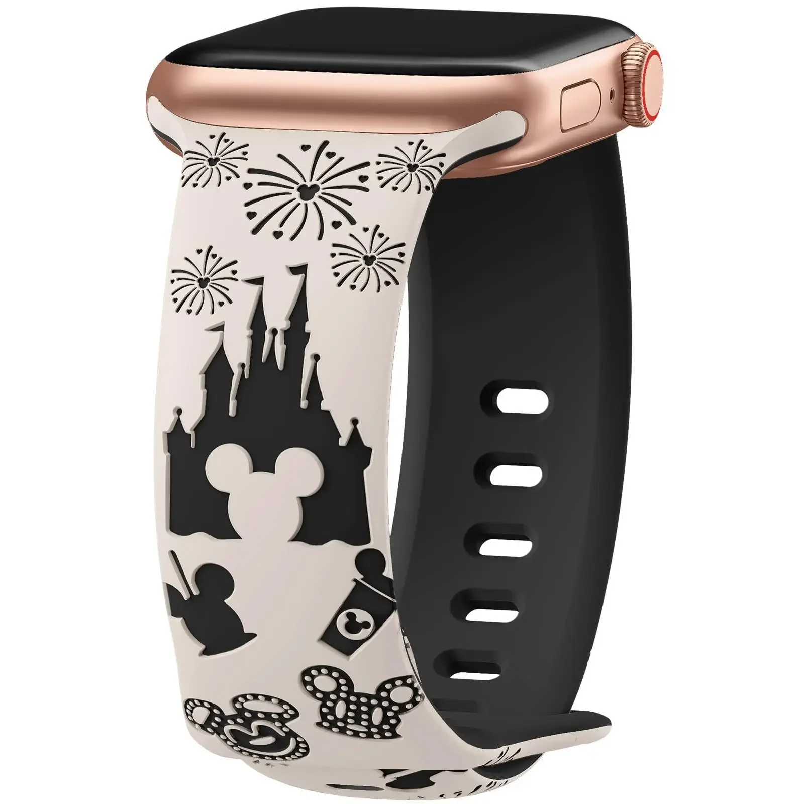 Two-tone Silicone Band Engraved Strap for Apple Watch8/7/ultra3456SE Sport Wrist bracelet