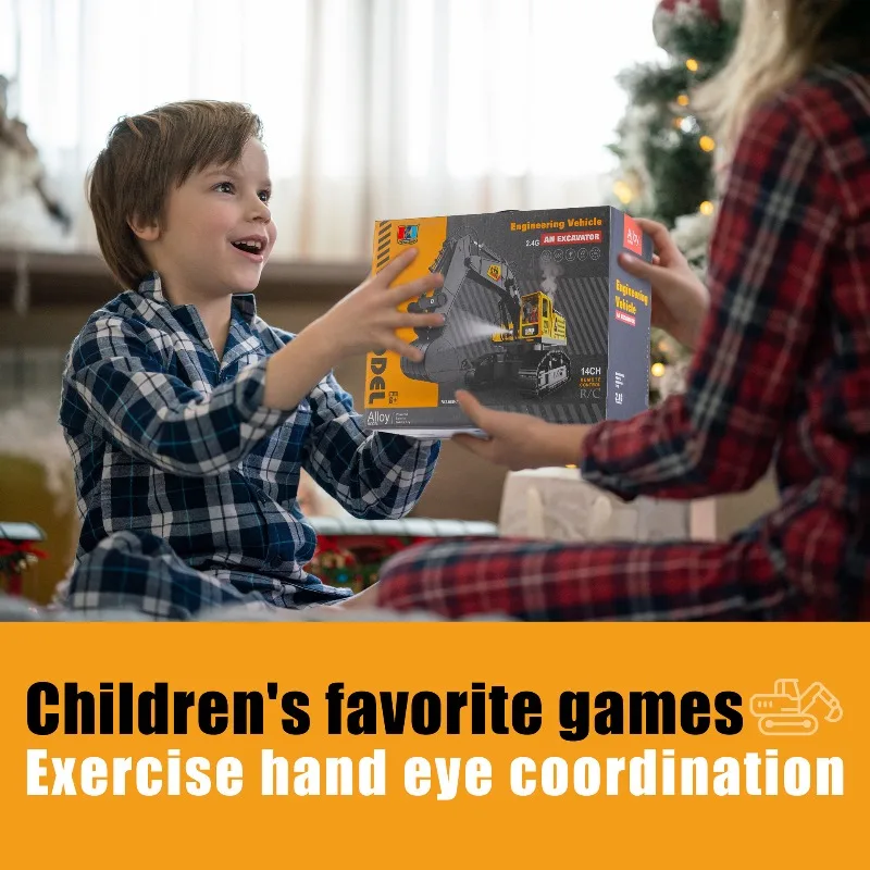 2.4G التحكم عن بعد لودر أطفال بالريموت كنترول لعب للبنين 4WD سبيكة حفارة جرافة البناء RC سيارة لعبة أطفال هدايا عيد الميلاد #5