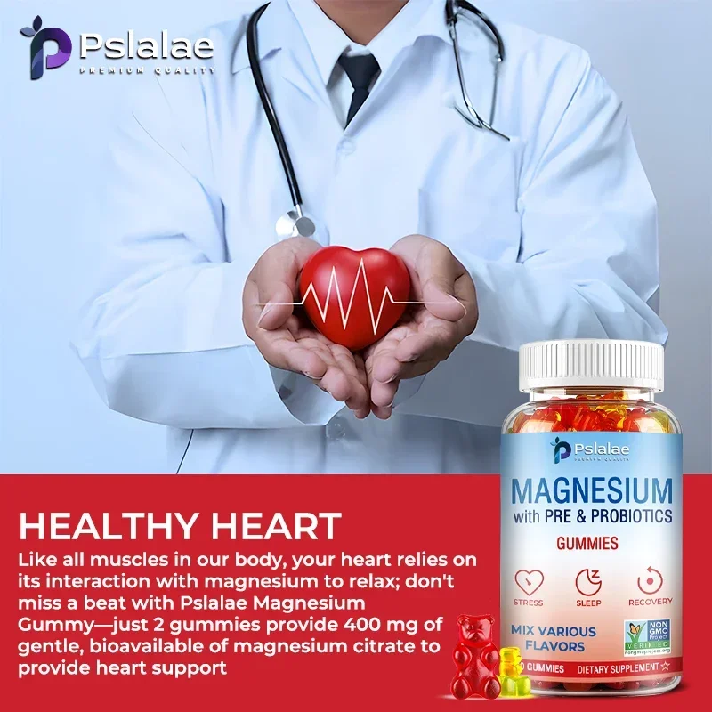 Magnesium Citrate Gummies - Supports Muscles, Nerves, Bones and Heart, Non-GMO