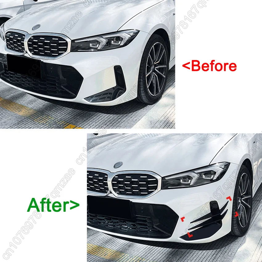 Car Front Fog Side Spoiler For BMW G20 G21 2023-2026 LCI Gloss Black Splitter Trim Sticker Tuning Lossless installation Body Kit