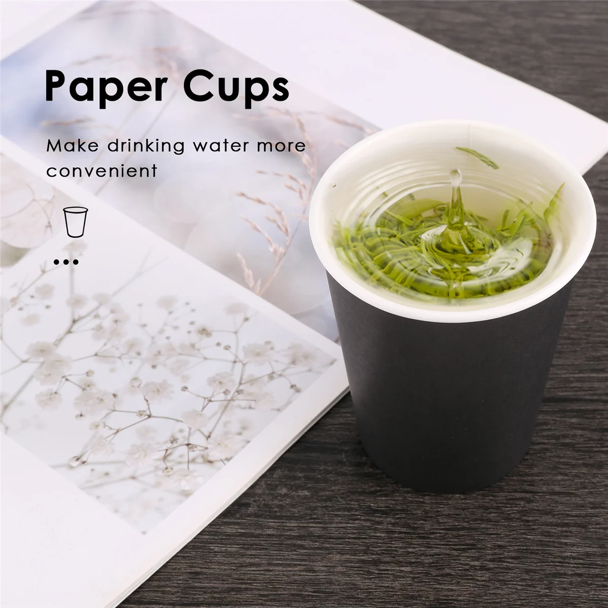 20 Paper Cups (9oz) - Plain Solid Colours Birthday Tableware Catering(black)