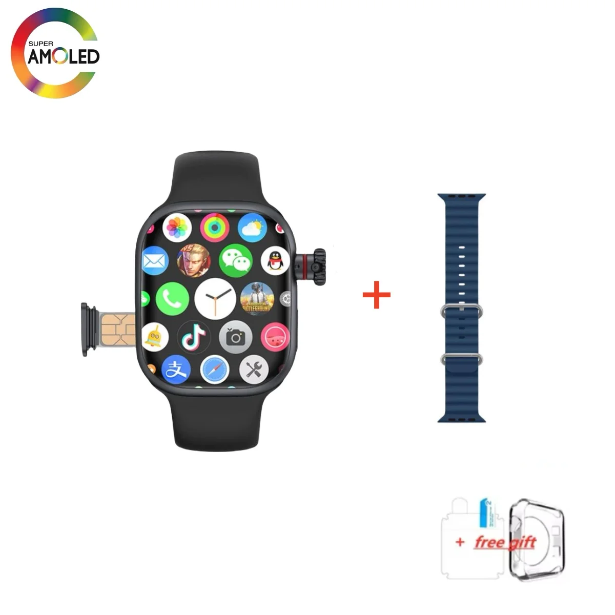 CD99 horloge X 5G smartwatch 2,29 inch AMOLED 5G LTE smartwatch met 180 °   roterende camera GPS WiFi SIM-kaartsleuf gezondheidsmonitoring