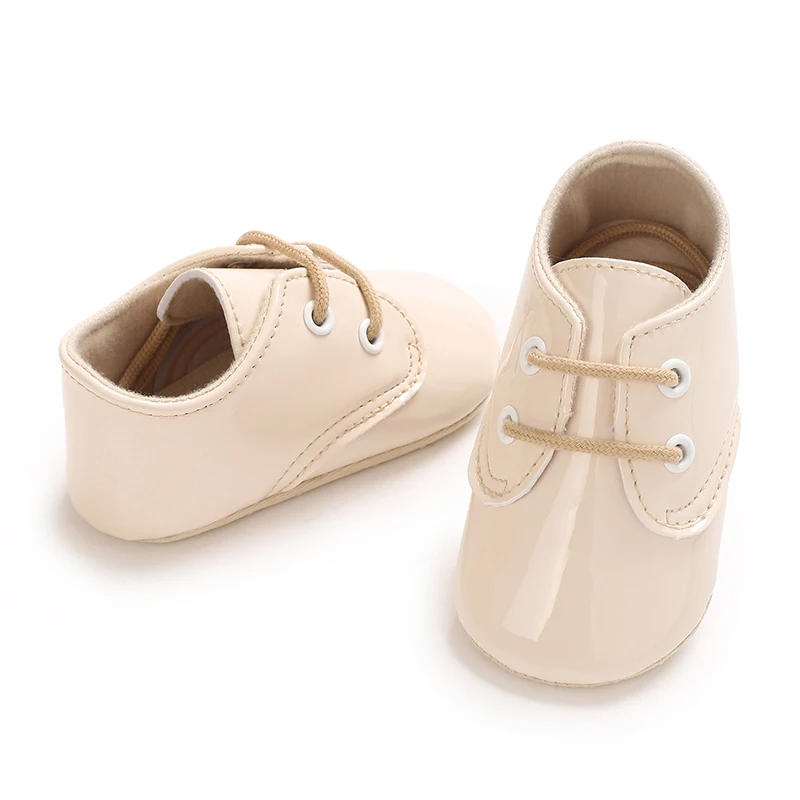Baby Schnürschuhe Sneakers Klassische Sportschuhe Weiche Sohle PU-Leder Schuhe Einfarbig Lauflernschuhe für Neugeborene Jungen Mädchen – Detail 18