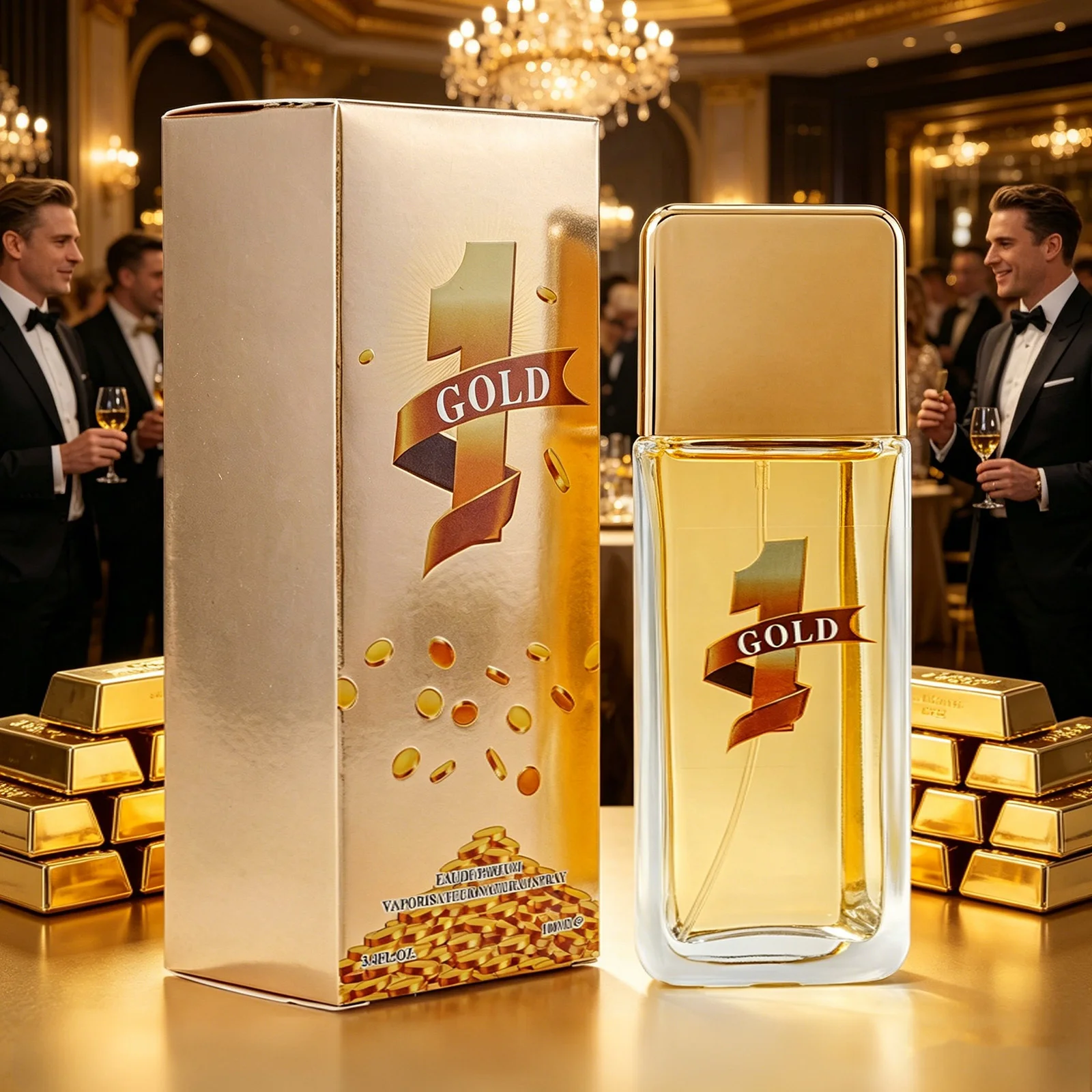 1 GOLD 100ml Men's Perfume EDP Long Lasting Woody Spicy Fragrance Masculine Scent Gold Bottle Luxury Cologne