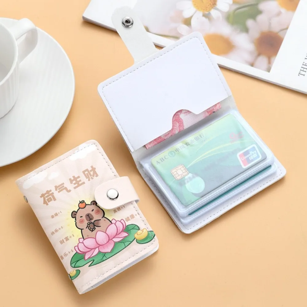 

Portable 20 Card Pockets Women Wallets PU Leather Lightweight Money Bag Waterproof Large Capacity Business Card Case