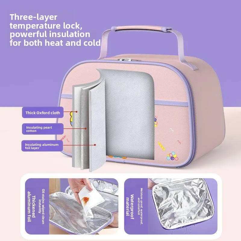 New Autumn Large Capacity Lunch Thermal Bag Children's Cartoon Rice Bag School Bag Thermal Bento Box Student Thermal Bag