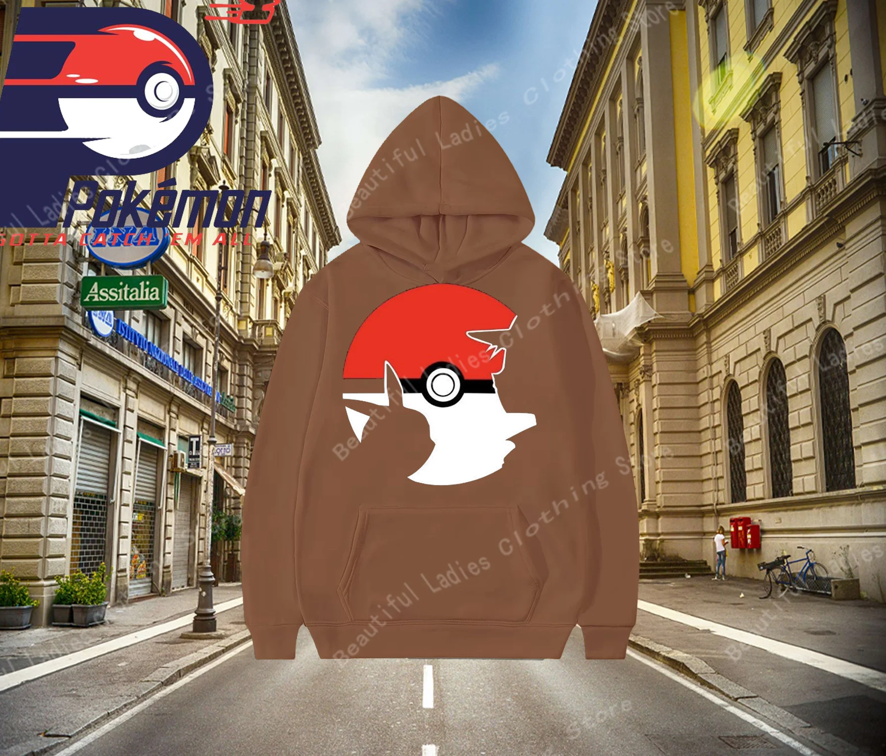 (MINISO) بوكيمون بيكاتشو خريف/شتاء جديد أزياء المرأة Crewneck هوديس مريحة الطلاب زوجين مريحة Y2K هوديي