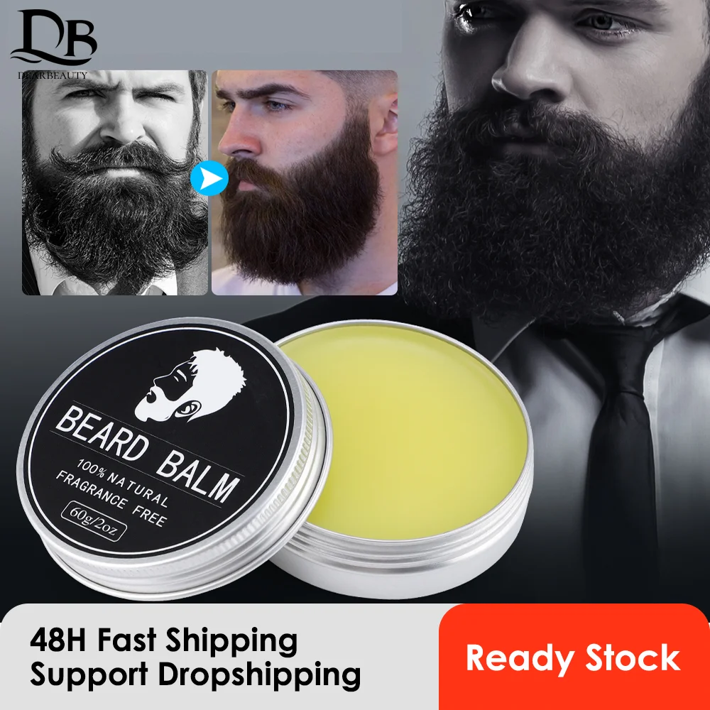 60g Beard Balm For Men Facial Hair Beard Growth Wax Thicking Moisturizing Nourishing Professional Mustache Cream Beard Care