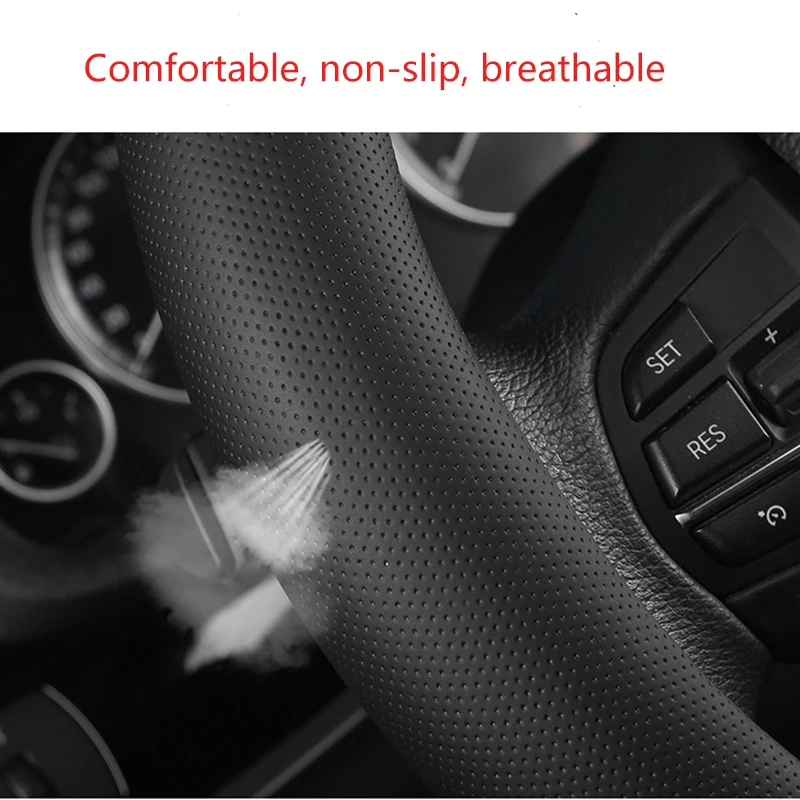 Car Steering Wheel Cover PU Leather+Carbon Fiber 38cm For Renault Scenic 1 2 3 4 Grand Scenic Megane Auto Accessories