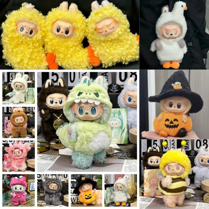 Pumpkin Clothes Halloween 15 17cm For Labubu Doll Pumpkin Multiple series Fluffy Clothing Overalls With Hat Clothing Accessories