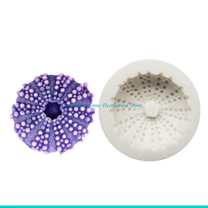 H7BF Silicones Baking Molds Sea Urchin Shell Cookie Moulds Silicones Texture Easy Cleaning for Cookie and Chocolate
