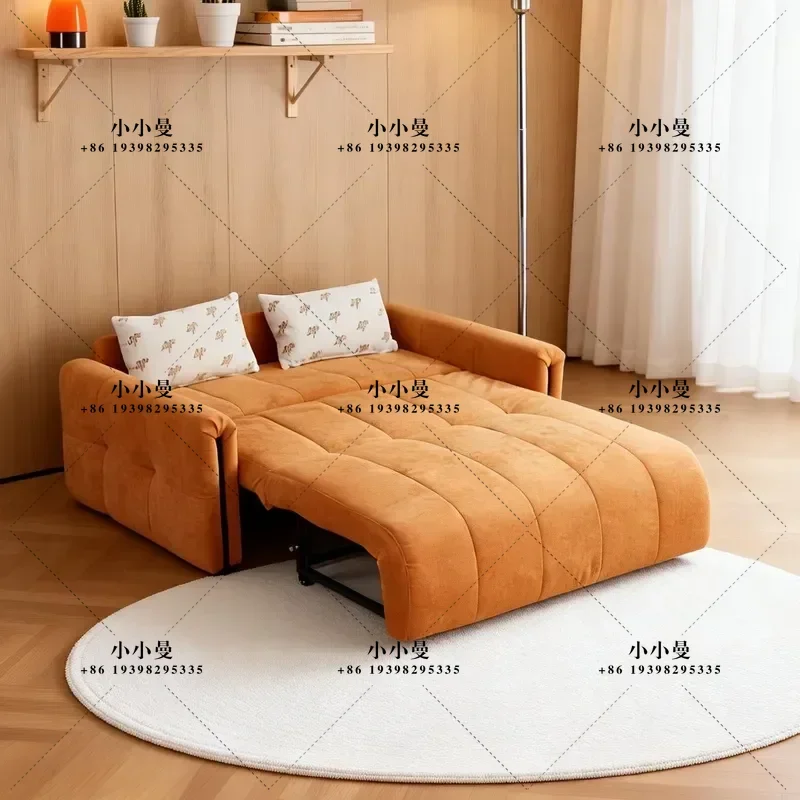Electric Retractable Sofa Bed Folding Fabric Couch Dual Purpose Sitting Sleeping Furniture for Small Apartment Living Room