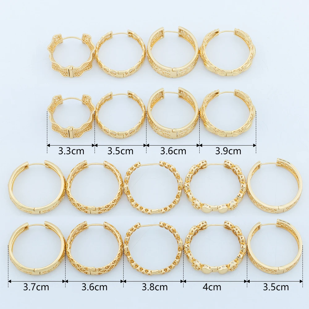 Gold Plated Earrings for Women 2024 Trending Copper Round Hoop Earrings New Waterproof Piercing Chunky Ear Jewelry Accessories