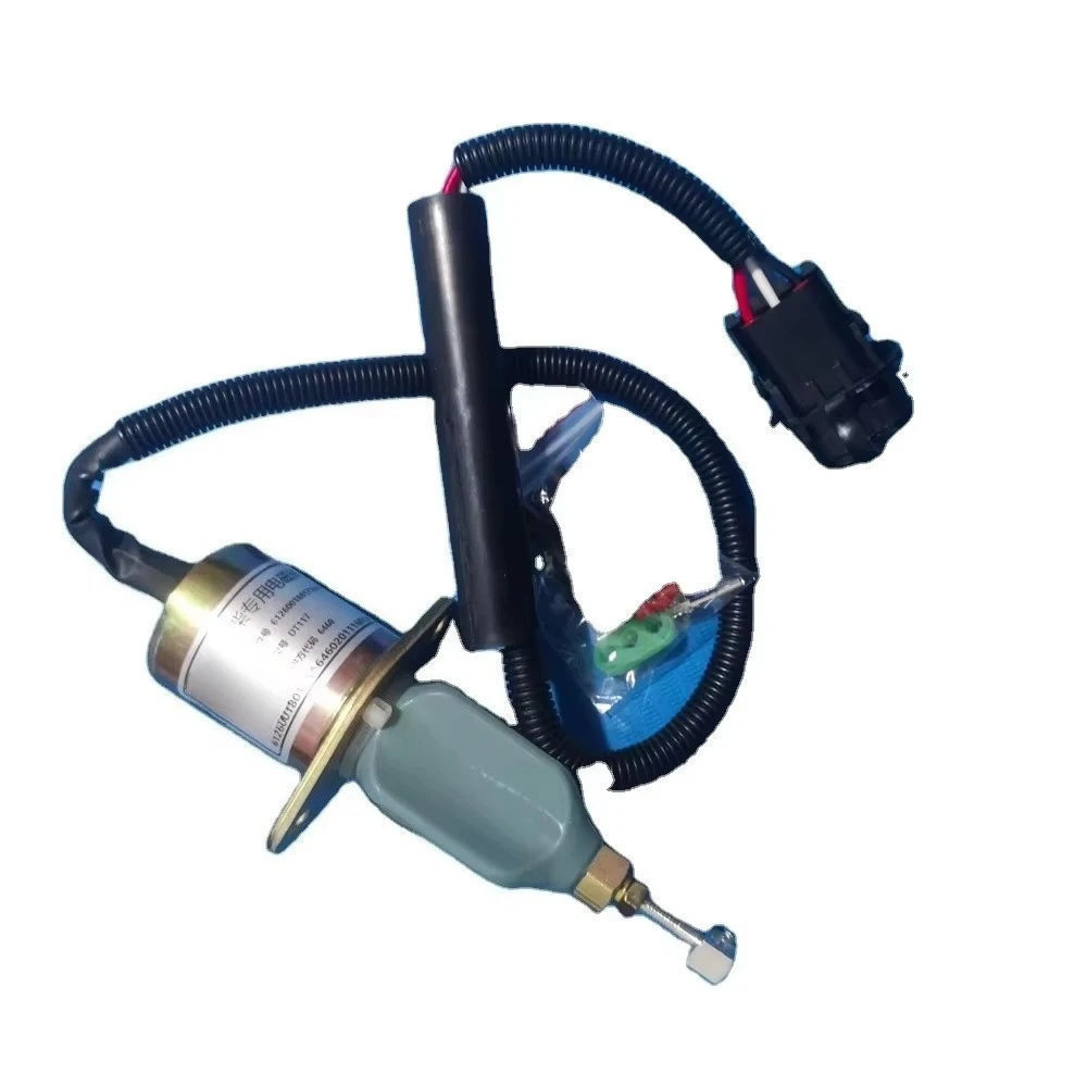 Applicable to 612600091086 Shutoff Stop Solenoid Valve 24V  for WD10 Engine Parts