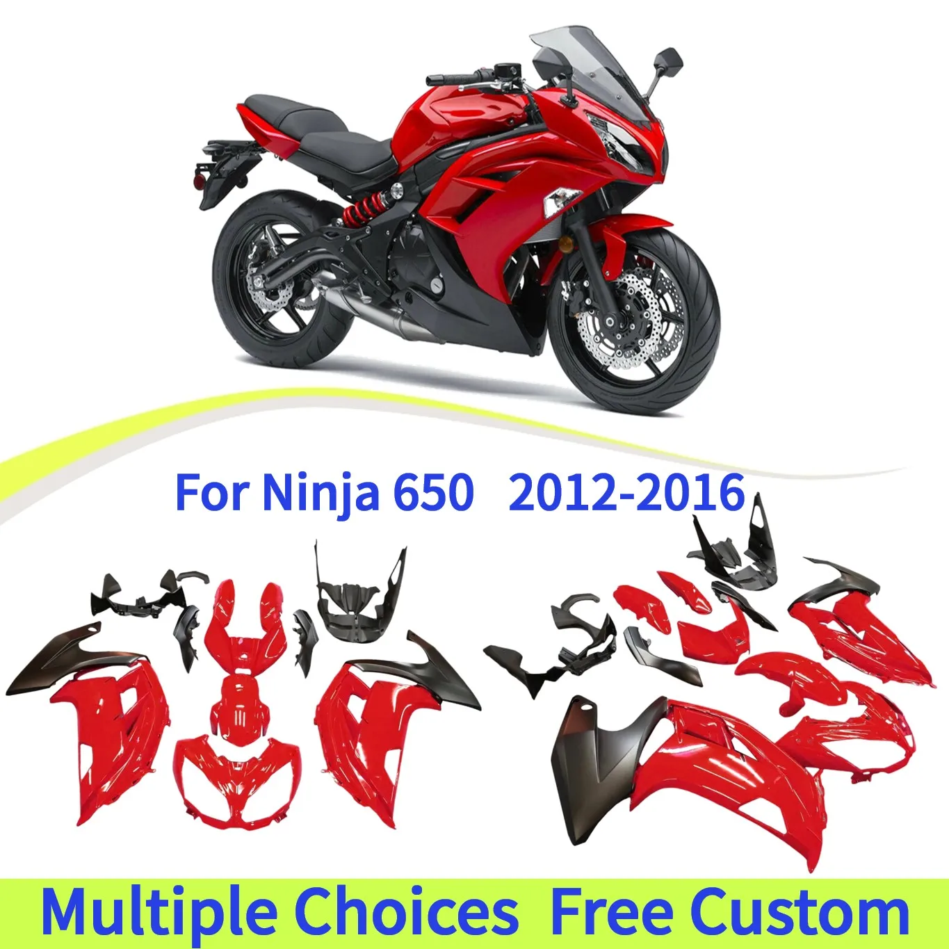 

2012 2013 2014 2015 2016 Ninja650R ER-6F For kawasaki Ninja 650 ER 6F Motorcycle Accessories Fairings Panel Kit Glossy Red Black
