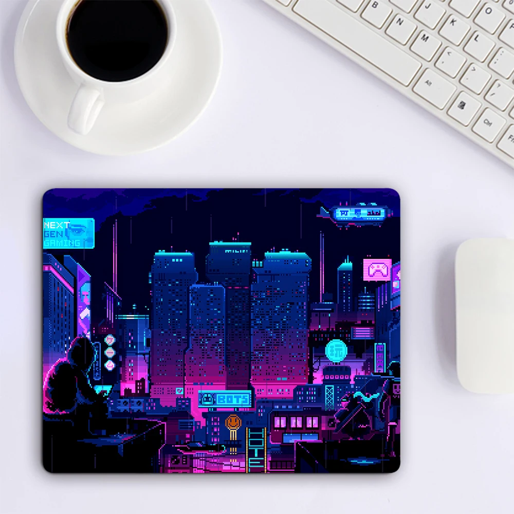 Anime Neon City Small Mouse Pad accessori per giochi per Computer tastiera Mouse Mat Office Desk Pad PC Gamer Mousepad Laptop Mausepad