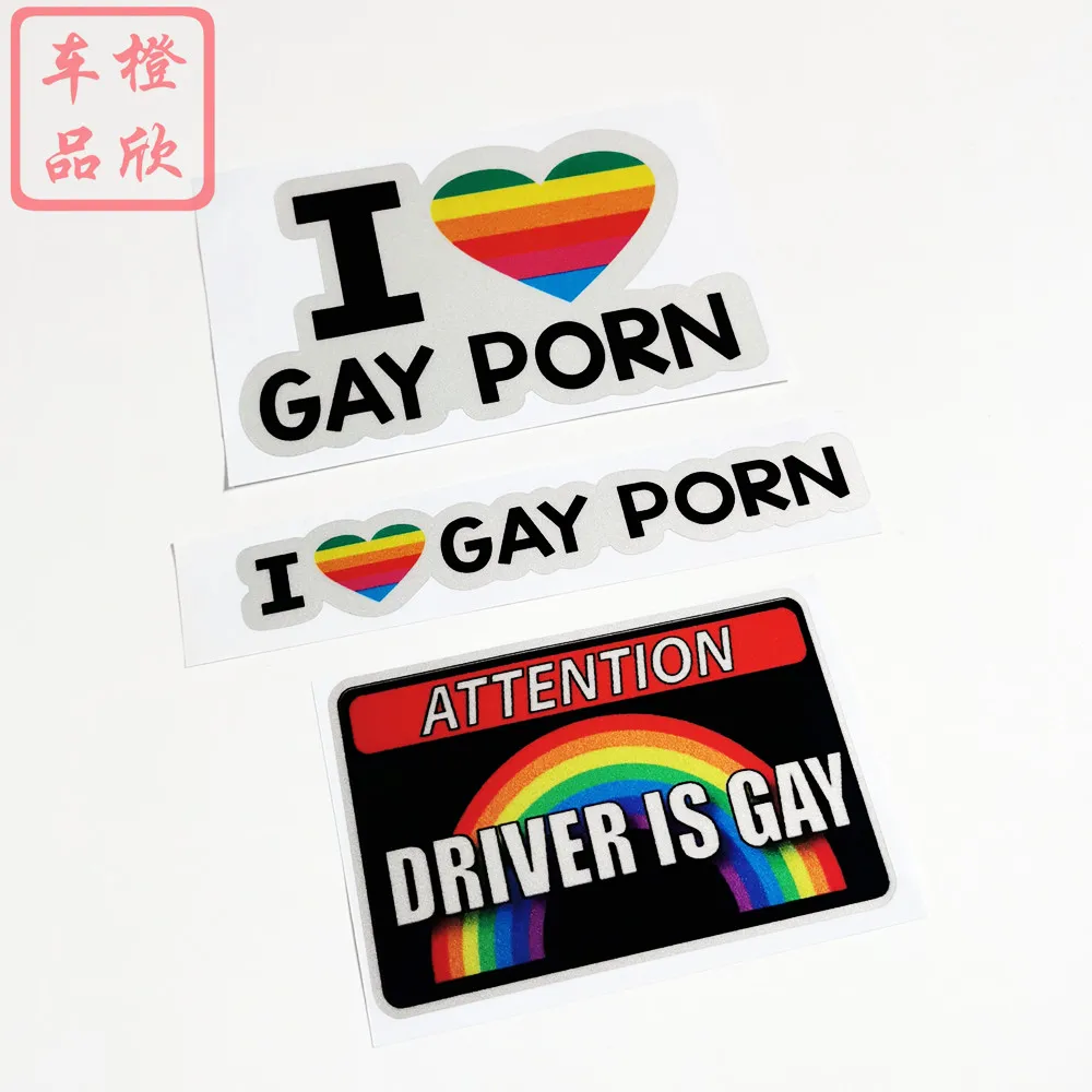 Car Sticker LGBTQ Rainbow I Love Gay Porn Funny Warning Reflective Decoration For Window Windshield Trunk Bumper Motorcycle D18